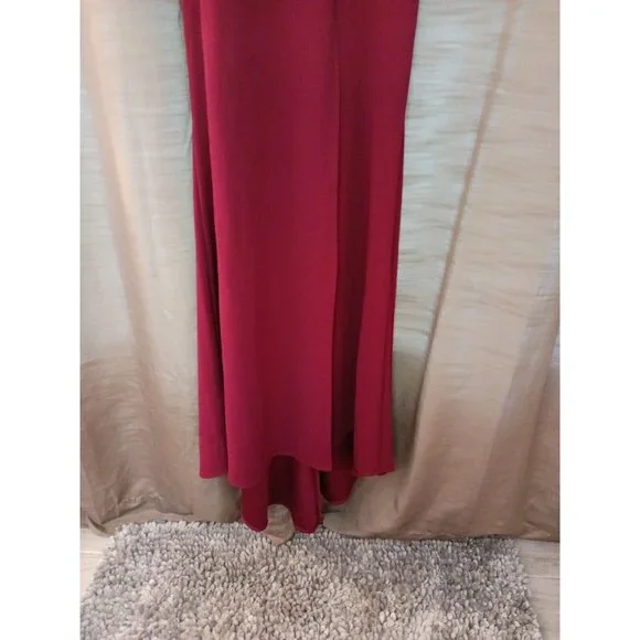 Nwt Women's B. Darlin Mermaid Maxi Formal Elegant Maroon Dress W/Slit Size 7/8 - Picture 5 of 11